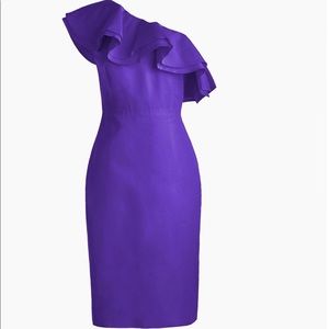 J. Crew Dresses - J. Crew One Shoulder Ruffle Faille Cocktail Dress J. Crew Dresses - J. Crew One Shoulder Ruffle Faille Cocktail Dress